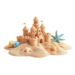 sand castle and toys isometric 

