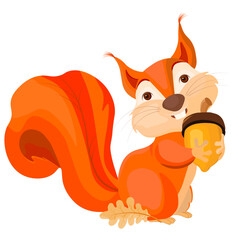 Fototapeta premium squirrel with an acorn in its paws without background