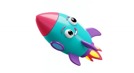Colorful cartoon rocket illustration