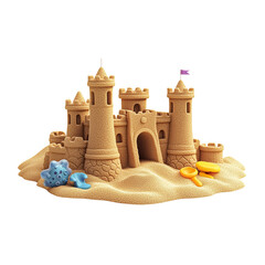 sand castle and toys isometric 

