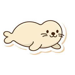 Cute pastel kawaii seal illustration, great for nursery decor, children’s books, and baby products. Hand-drawn friendly seal in soft tones.