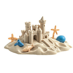 sand castle and toys isometric 

