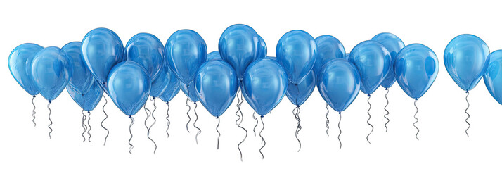 Shiny blue balloons with streamers
