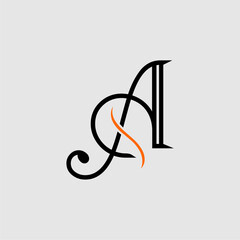 Luxury AS Letter Logo Design Creative Monogram with Elegant Lines and Bold Style Ideal for Premium Brands, Designers, Artists, or High-End Business Identity