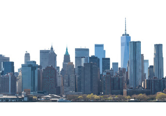 The iconic skyline of new york city presents a captivating view of its towering skyscrapers and urban landscape isolated on transparent background
