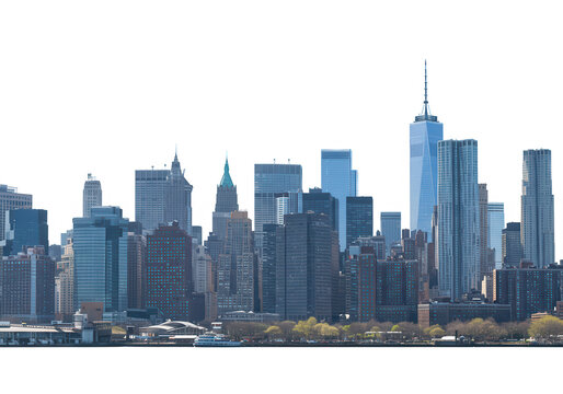 The iconic skyline of new york city presents a captivating view of its towering skyscrapers and urban landscape isolated on transparent background