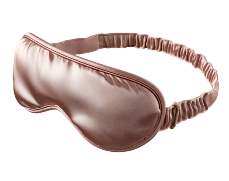 Angled Side View of Silk Sleep Eye Mask with 3D Contours, Isolated on Transparent Background