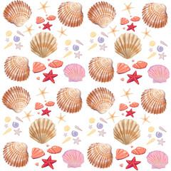Seamless pattern of seashells illustration