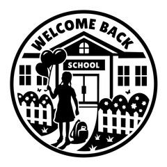 Back to School SVG, School SVG, Girl at School SVG, First Day of School Scene, Welcome Back SVG