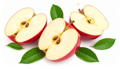 sliced apple with leaf