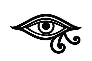 Stylized Egyptian Eye of Horus with ornate flair artistic ancient vector art illustration