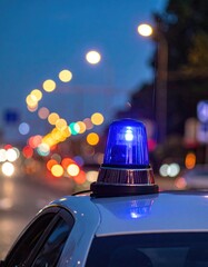 Blue and red light flasher atop of a police car