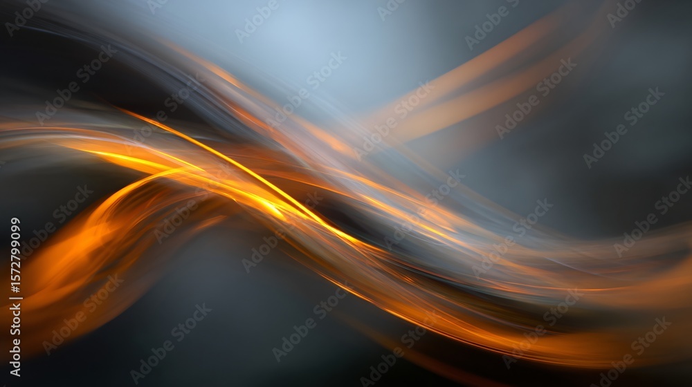 Poster dynamic blurred strokes of orange light create a whimsical and luminous interpretation of motion
