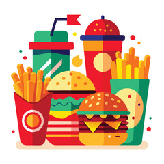 Colorful Fast Food Illustration Design