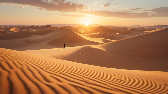 Golden Sunrise over Desert Sand Dunes - Free Stock Photo | Pikwizard