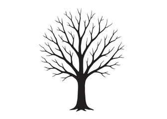 Obraz premium dry tree logo silhouette vector, dry tree logo icon, black dry tree silhouette vector illustration, old tree silhouette logo vector, winter trees logo silhouettes vector on a white background 