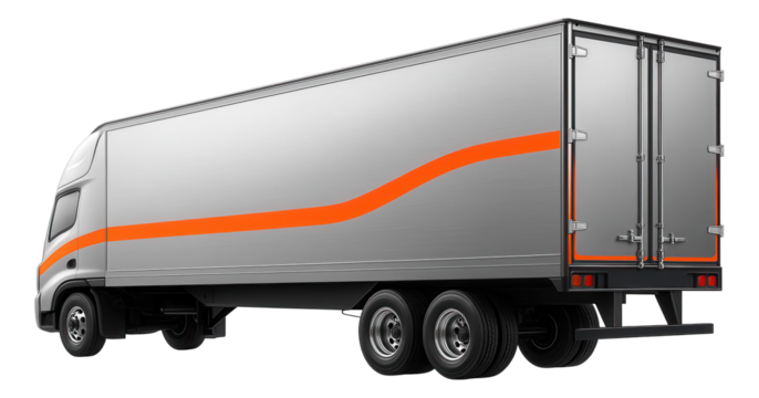 Reefer semitrailer with high-visibility side decals and heavy-duty rear locks