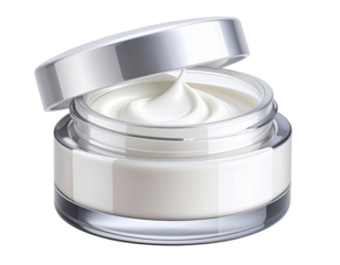 3D Glass Jar with Cream Cosmetic Transparent Container Mockup Isolated on Transparent Background PNG