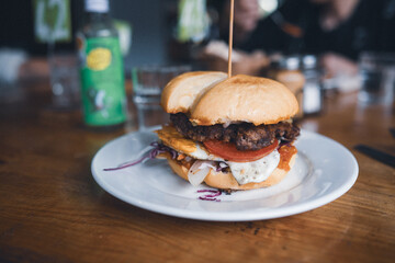 hamburger on a plate