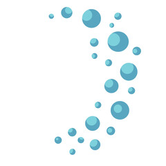 Vector illustration of multiple blue water bubbles in a floating pattern, ideal for spa, bath, or aqua designs.
