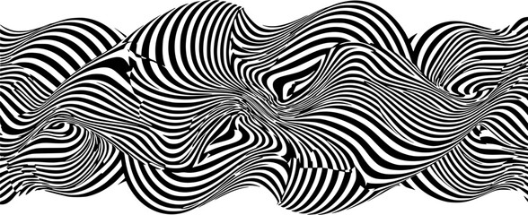 Fototapeta premium Black and white wavy lines forming an abstract pattern with interlaced and overlapping elements design
