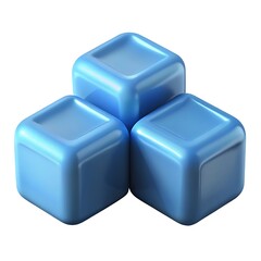 Fototapeta premium Three shiny blue rounded cubes arranged in a triangular formation on a white background