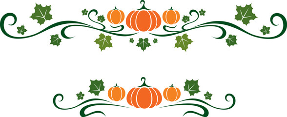 Pumpkin ornamental design elements. Horizontal divider
