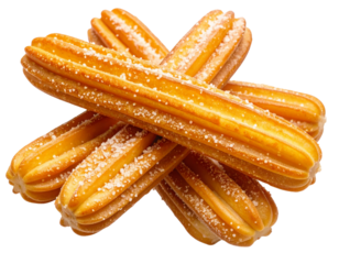 Crispy Sugar-Coated Churros Isolated on Transparent Background PNG – Generative AI Style PNG