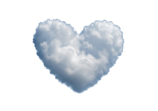 Isolated Heart Shaped Cloud in Blue Sky