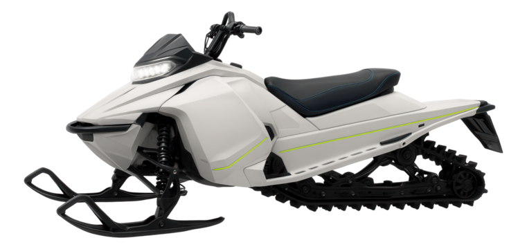 Snowmobile featuring a bright LED light bar and modern dashboard controls