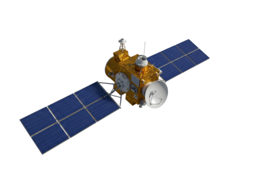 Isolated Detailed Satellite with Solar Panels for Space Exploration