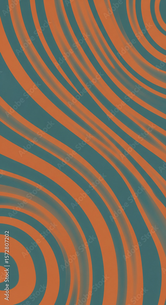 Poster abstract background with curved orange and teal lines creating a hypnotic effect, showcasing a dynam