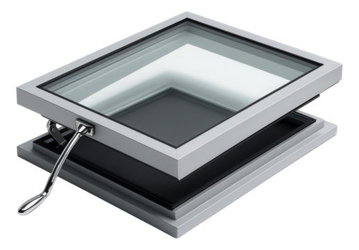 Skylight hatch with manual opening mechanism and sunshade