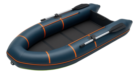 Inflatable dinghy with a rigid floor and multiple air chambers