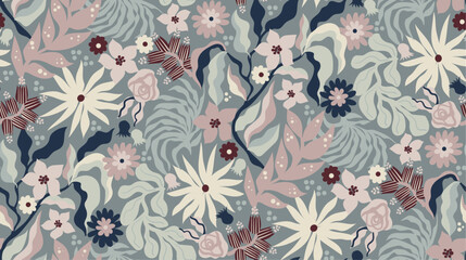 Hand drawn floral seamless vector pattern