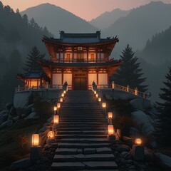 temple, meditaion, forest, monk, light, darkness, 
