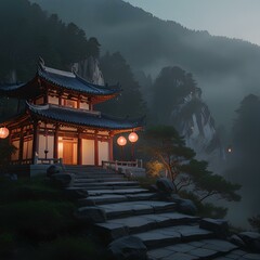 temple, meditaion, forest, monk, light, darkness, 
