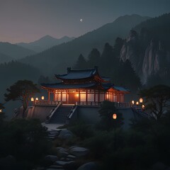 temple, meditaion, forest, monk, light, darkness, 