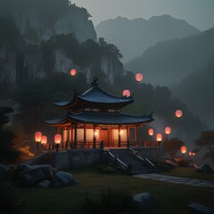 temple, meditaion, forest, monk, light, darkness, 