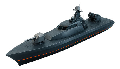 Armored missile cruiser featuring a sleek hull design and forward-mounted gun turret