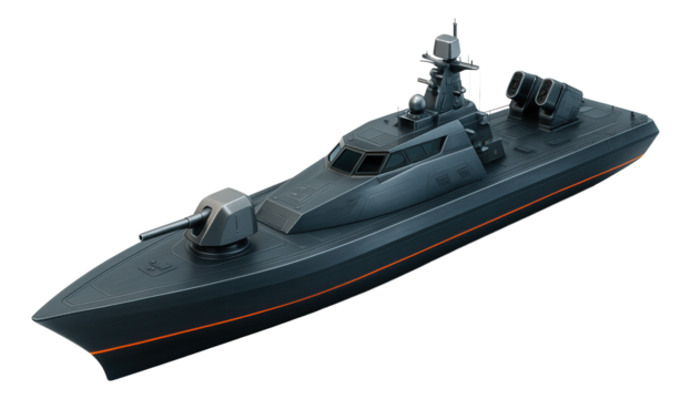 Armored missile cruiser featuring a sleek hull design and forward-mounted gun turret