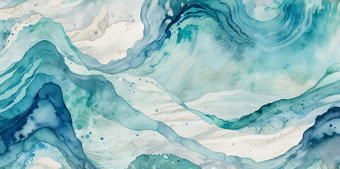 Abstract blue and white water ocean wave and curved line background. Blue wave with liquid fluid ocean texture. Ocean wave banner background.

