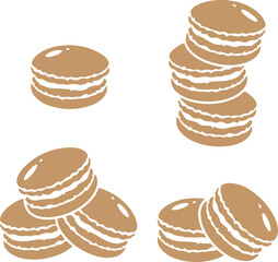 Macaron and Dessert Icons – Sweet, Pastry, French Dessert, Hand-Drawn, Bakery, Confectionery, Snack, Minimalist, Doodle, Treat, Outline, Sweets, Tasty, Delicious, Cute