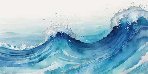 Abstract blue and white water ocean wave and curved line background. Blue wave with liquid fluid ocean texture. Ocean wave banner background.

