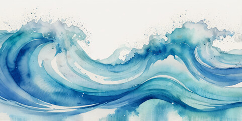 Abstract blue and white water ocean wave and curved line background. Blue wave with liquid fluid ocean texture. Ocean wave banner background.

