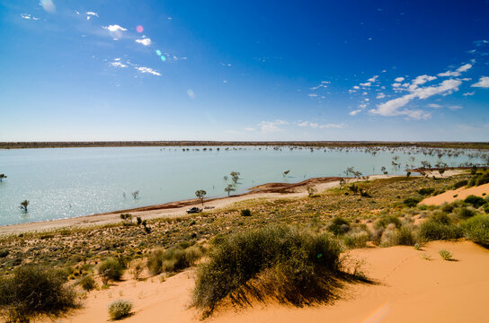 View of a lake that formed beside Big Red in the Simpson Desert after a big wet season