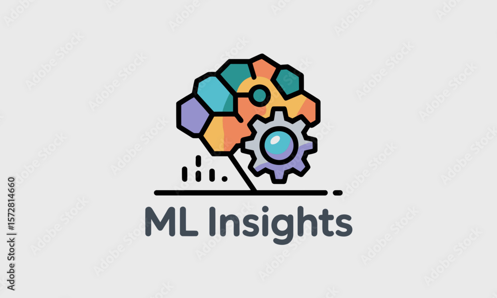 Poster brain-shaped gear mechanism signifies machine learning insights, symbolizing artificial intelligence