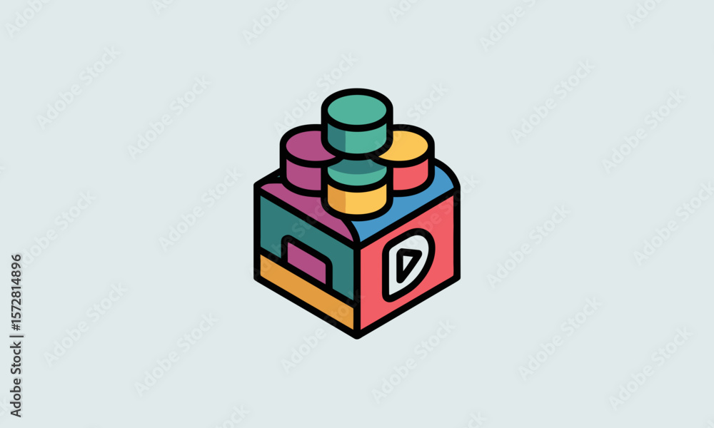 Poster colorful block displays a modern design on a light background, with abstract geometry and clean line