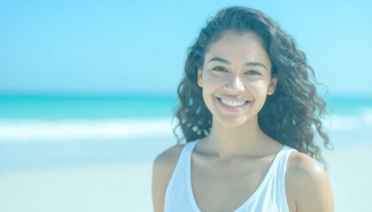 Beautiful woman on a beach in summer