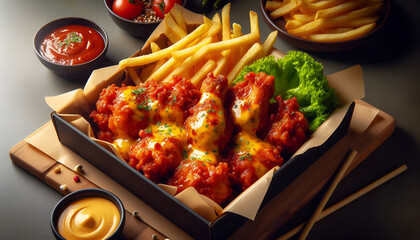 Buldak is a Korean dish made with chicken. The common term for it is spicy chicken. You can use this asset for branding and design purposes.